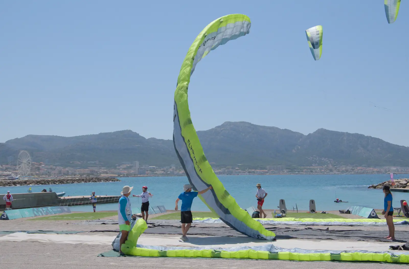 A kite lifts up in the breeze, from Hannah and Olympic ILCA 6 Sailing, Marseille, France - 5th August 2024