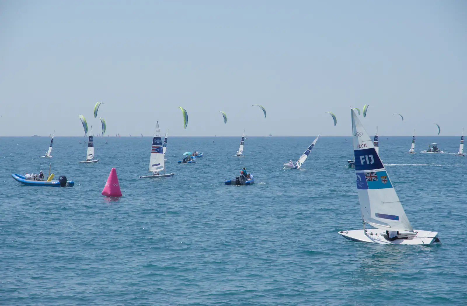 The men's ILCA 7s head out, from Hannah and Olympic ILCA 6 Sailing, Marseille, France - 5th August 2024