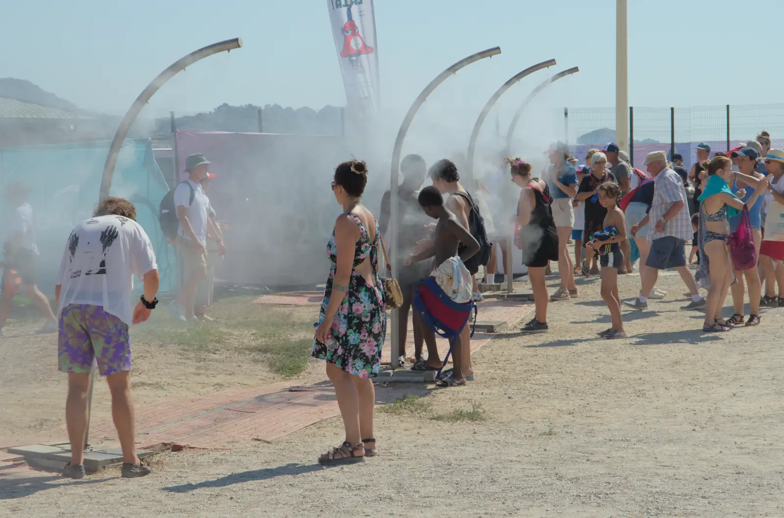 Spray misters offer a brief respite from the sun, from Hannah and Olympic ILCA 6 Sailing, Marseille, France - 5th August 2024