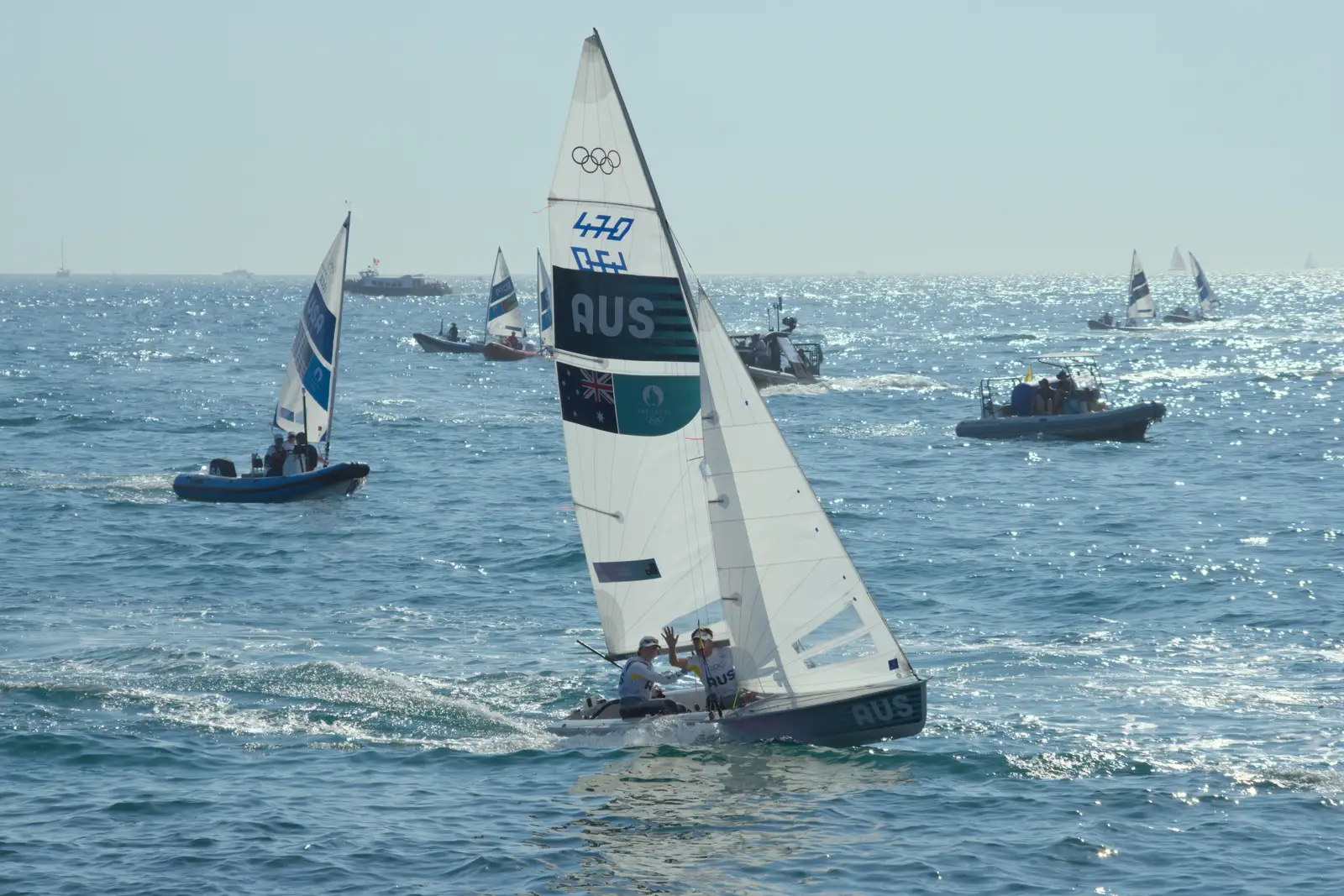 The Australian mixed 470, from Hannah and Olympic ILCA 6 Sailing, Marseille, France - 5th August 2024