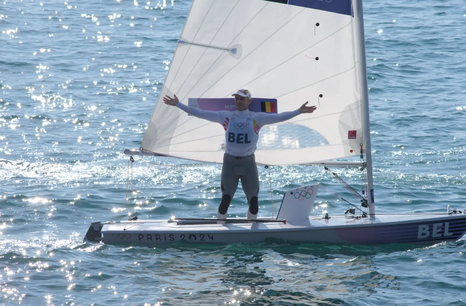 A Belgian sailor, from Hannah and Olympic ILCA 6 Sailing, Marseille, France - 5th August 2024