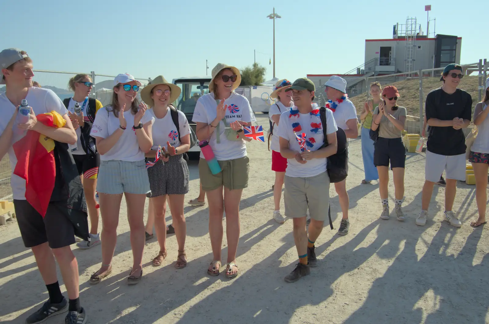 Team Snellgrove hangs around waiting for Hannah, from Hannah and Olympic ILCA 6 Sailing, Marseille, France - 5th August 2024