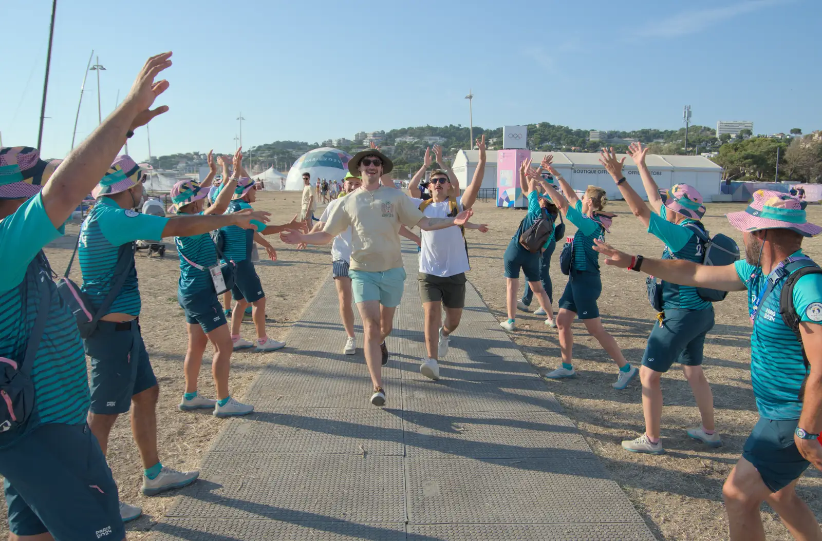 There's a big wave from the volunteers, from Hannah and Olympic ILCA 6 Sailing, Marseille, France - 5th August 2024