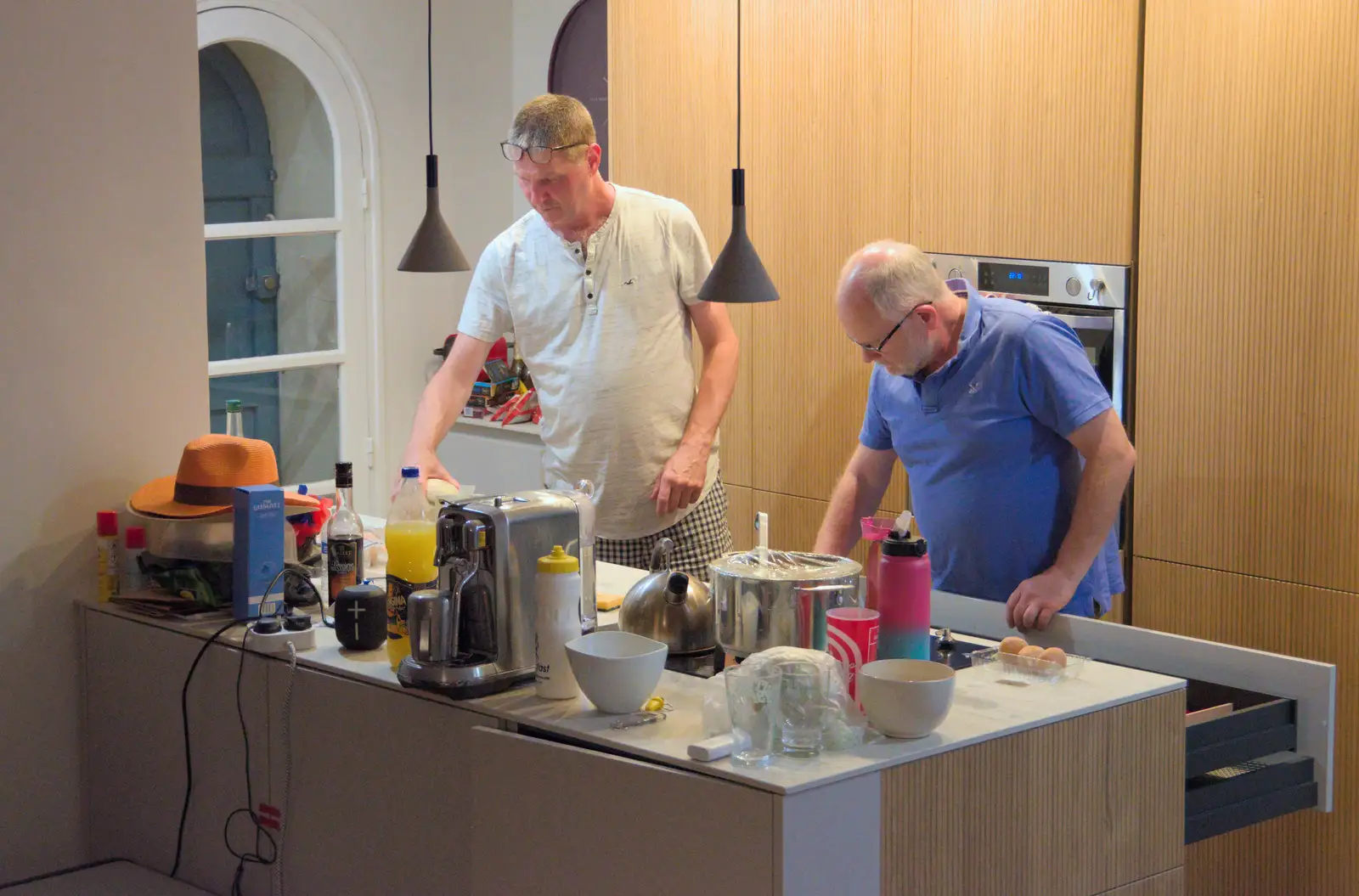 Sean and Hamish are in the kitchen, from Hannah and Olympic ILCA 6 Sailing, Marseille, France - 5th August 2024