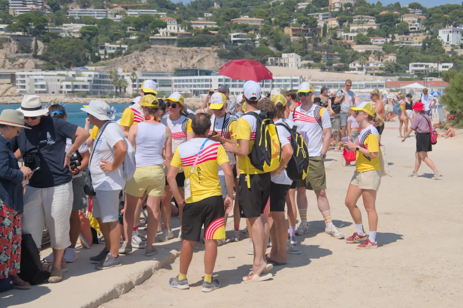 There's a big contingent of Belgian fans, from Olympic Non-Sailing, Notre Dame, and the Journey Home, Marseille, France - 8th August 2024