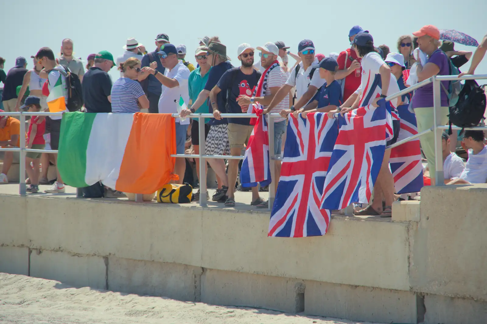 Irish and GB fans on the pier, from Olympic Non-Sailing, Notre Dame, and the Journey Home, Marseille, France - 8th August 2024