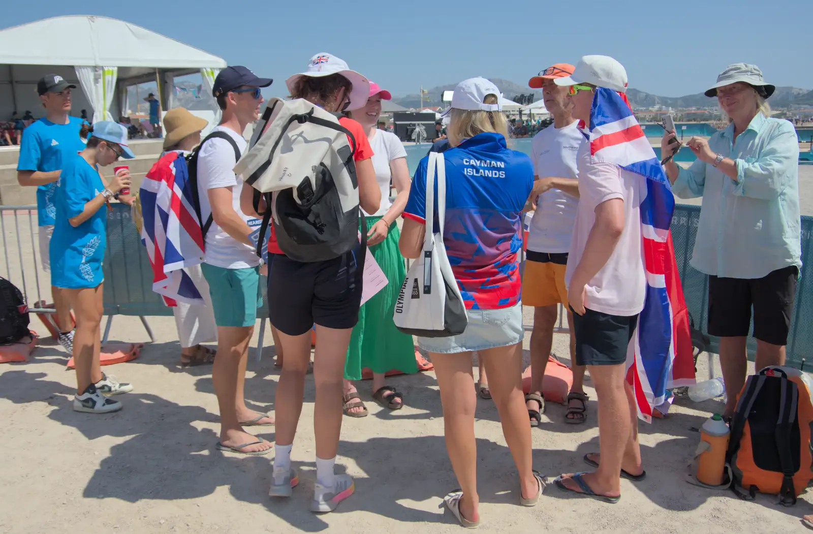 A Cayman Islands sailor comes over for a chat, from Olympic Non-Sailing, Notre Dame, and the Journey Home, Marseille, France - 8th August 2024