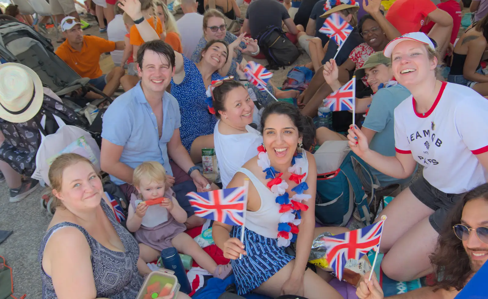 Another flag-waving photo op in the tent, from Olympic Non-Sailing, Notre Dame, and the Journey Home, Marseille, France - 8th August 2024