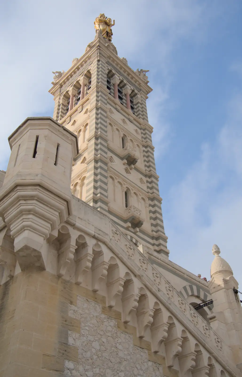 A view up at the tower of Notre Dame, from Olympic Non-Sailing, Notre Dame, and the Journey Home, Marseille, France - 8th August 2024