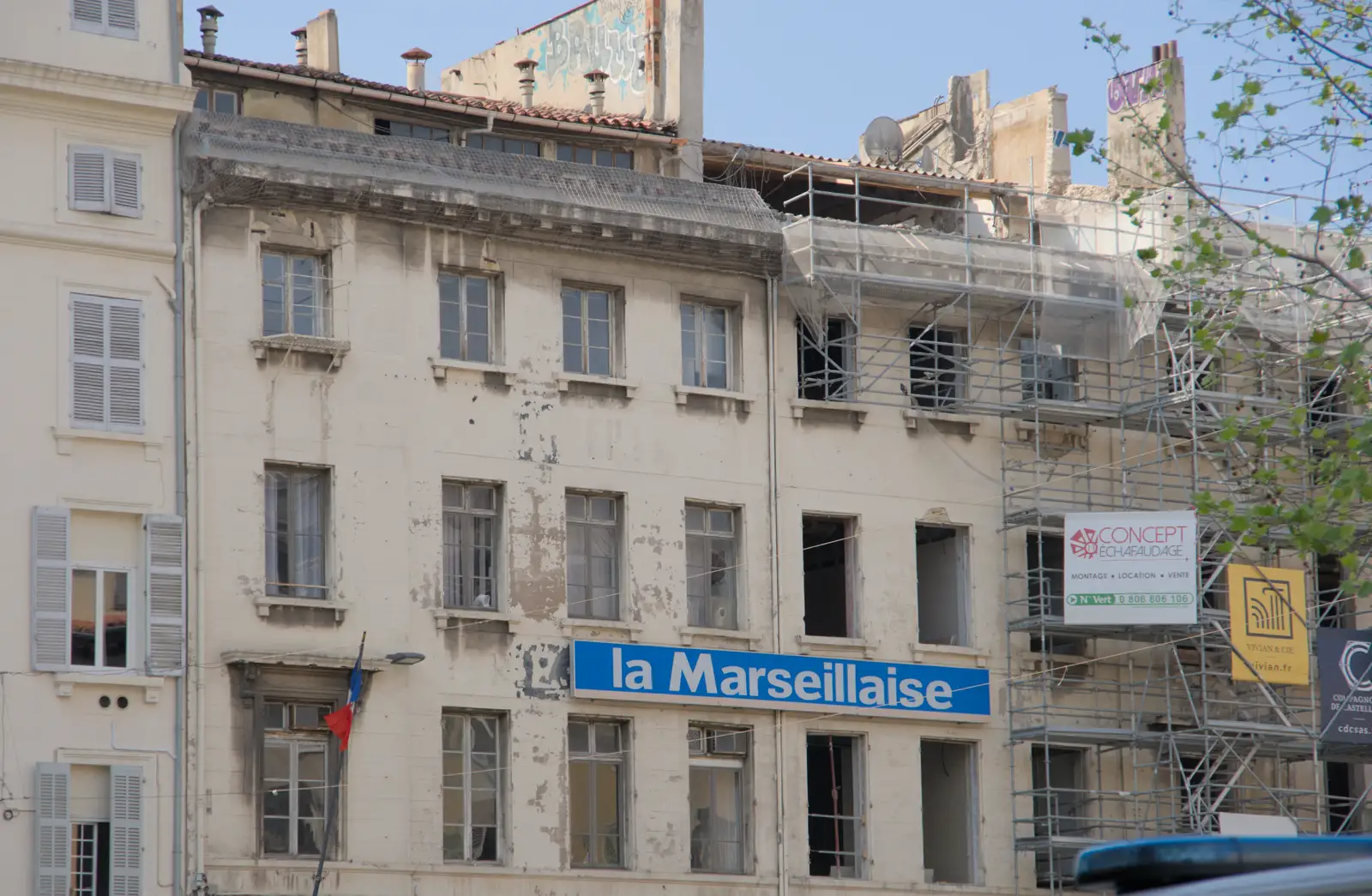 A building undergoes some renovation, from Olympic Non-Sailing, Notre Dame, and the Journey Home, Marseille, France - 8th August 2024