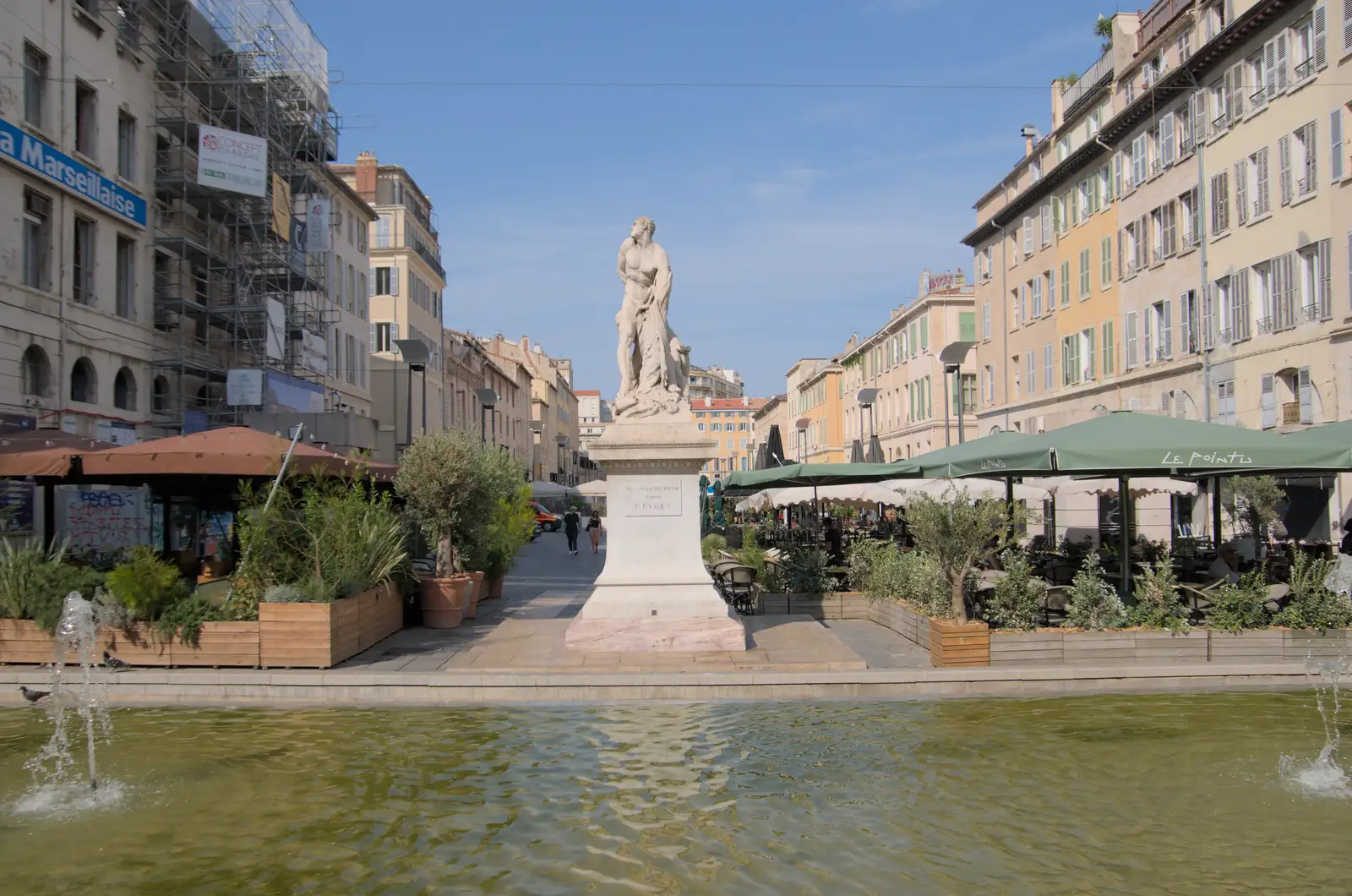 A statue by some fountains, from Olympic Non-Sailing, Notre Dame, and the Journey Home, Marseille, France - 8th August 2024