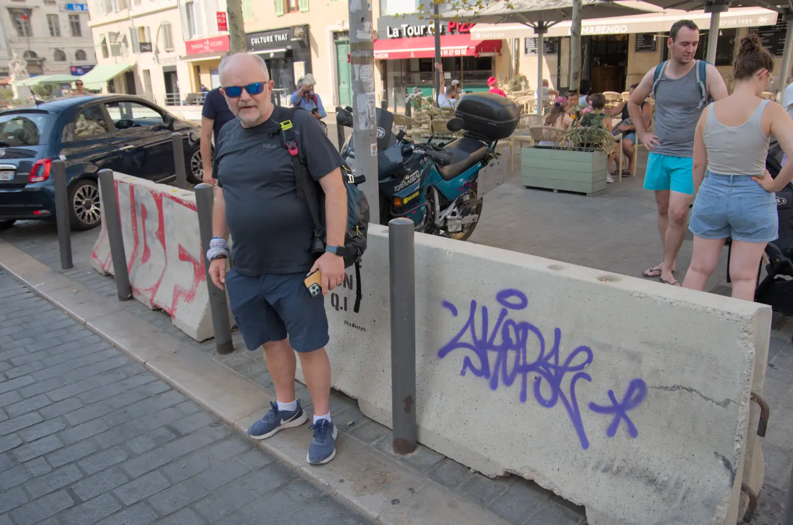 Hamish waits for the cab to arrive, from Olympic Non-Sailing, Notre Dame, and the Journey Home, Marseille, France - 8th August 2024