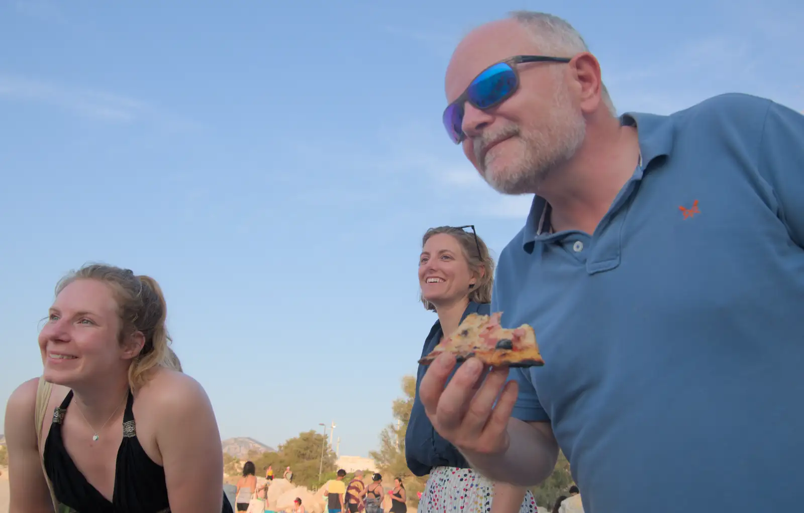 Hamish has a bit of left-over pizza, from Olympic Non-Sailing, Notre Dame, and the Journey Home, Marseille, France - 8th August 2024