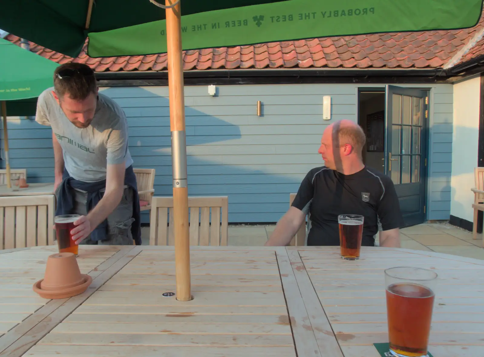 Beers in the back garden, from Camping at Weybread, and the BSCC at Cotton and Dickleburgh - 14th August 2024