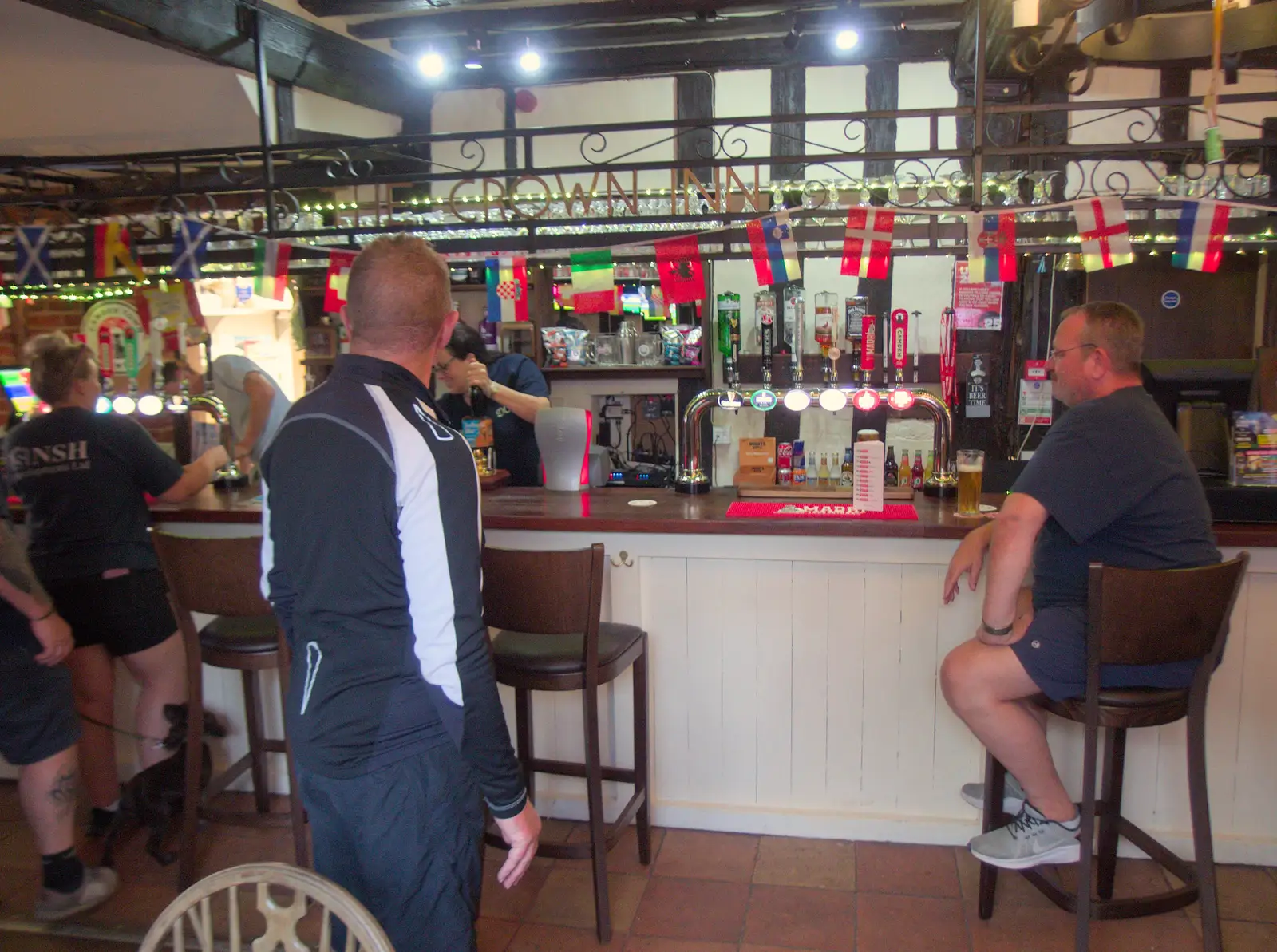 The bar of the Crown Inn at Dickleburgh, from Camping at Weybread, and the BSCC at Cotton and Dickleburgh - 14th August 2024