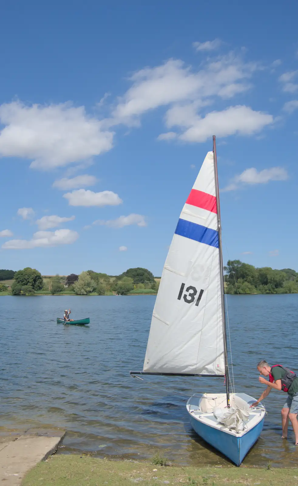 Nosher pokes about on the boat, from Camping at Weybread, and the BSCC at Cotton and Dickleburgh - 14th August 2024