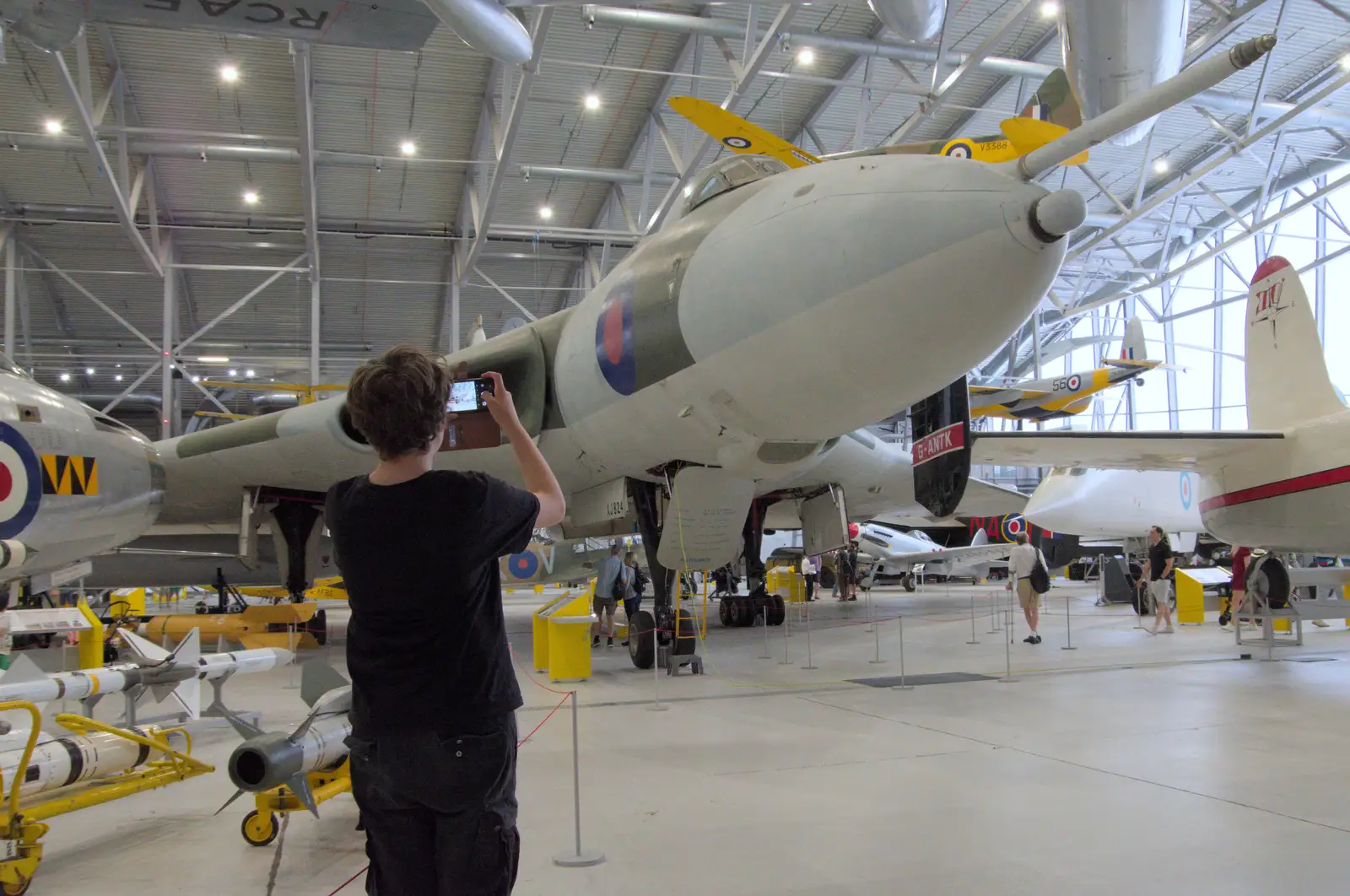 Fred gets a photo of one of the Black Buck Vulcans, from Flying in a Dragon Rapide, IWM Duxford, Cambridgeshire - 17th August 2024