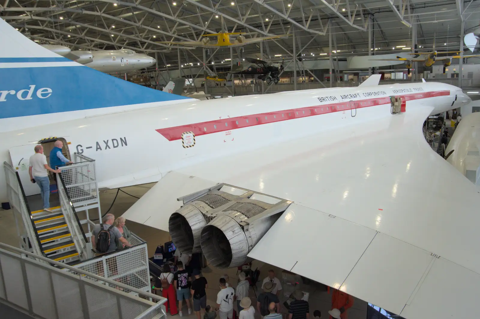 Crowds mill around under Concorde, from Flying in a Dragon Rapide, IWM Duxford, Cambridgeshire - 17th August 2024