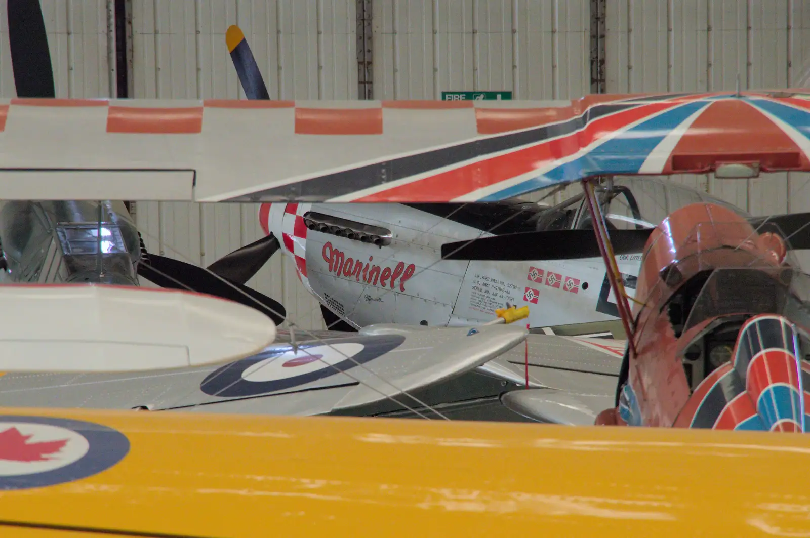 Fred spots old friend Marinell in the hangar, from Flying in a Dragon Rapide, IWM Duxford, Cambridgeshire - 17th August 2024