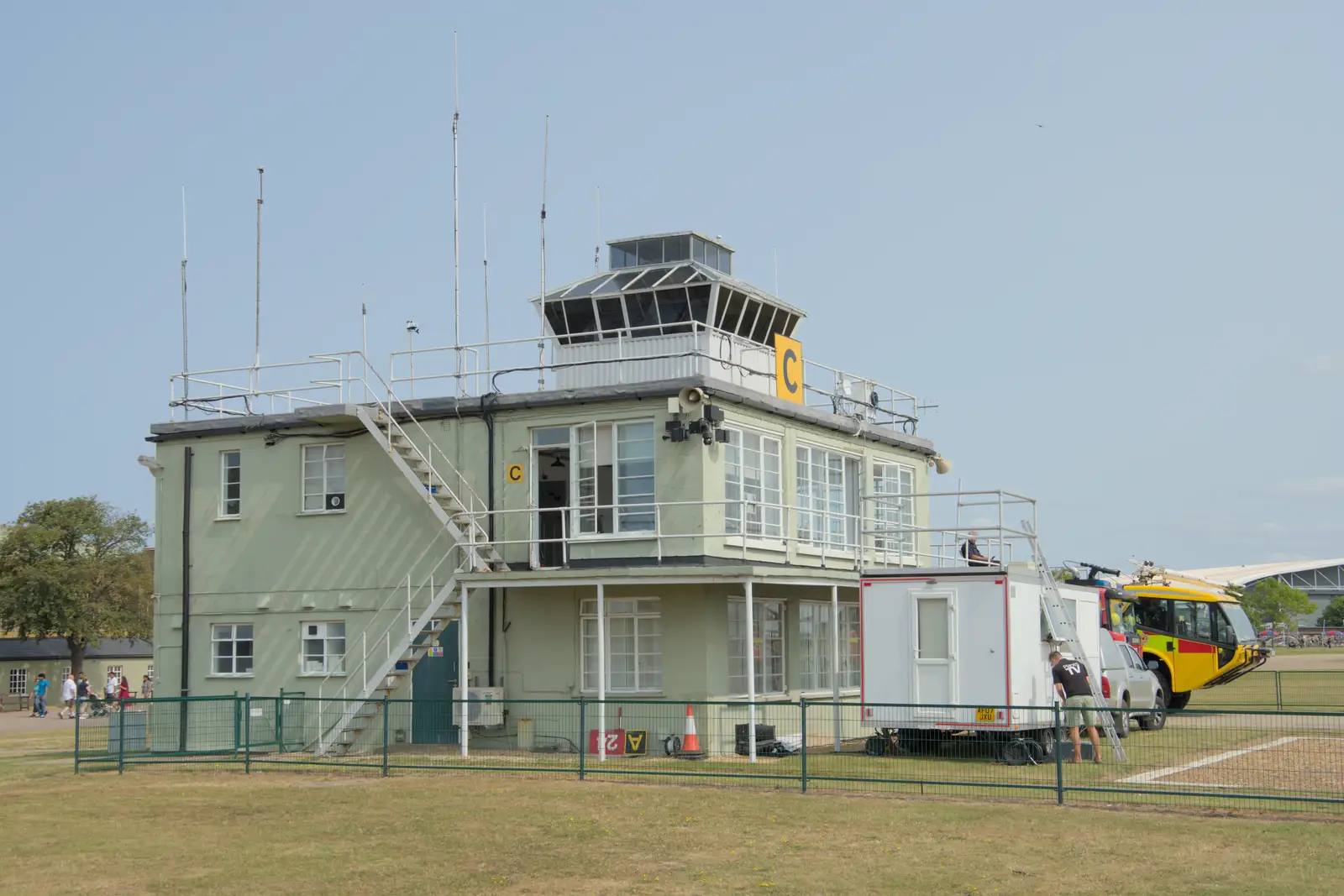 Duxford's control tower, from Flying in a Dragon Rapide, IWM Duxford, Cambridgeshire - 17th August 2024