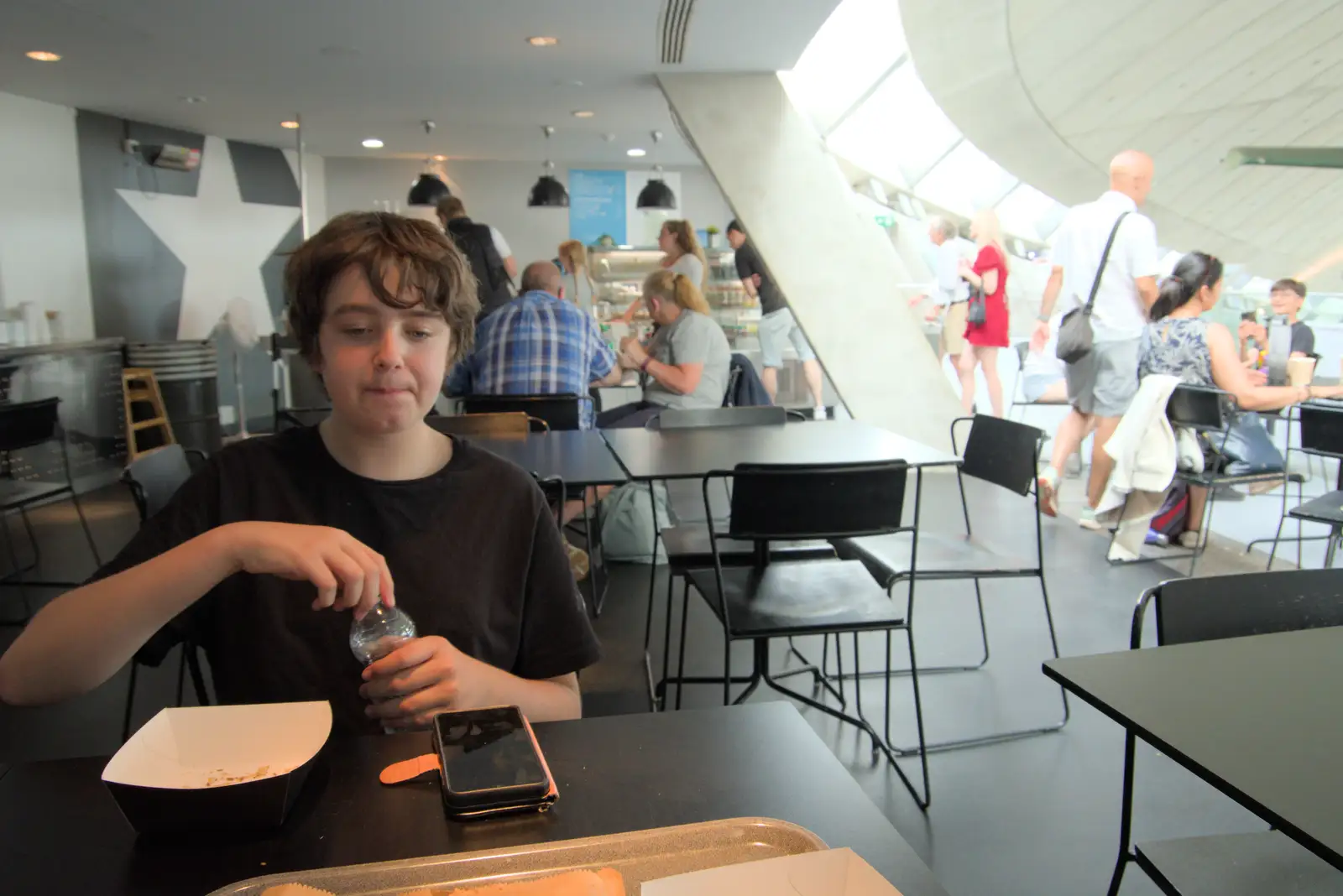 We stop for a snack and a drink in the café, from Flying in a Dragon Rapide, IWM Duxford, Cambridgeshire - 17th August 2024