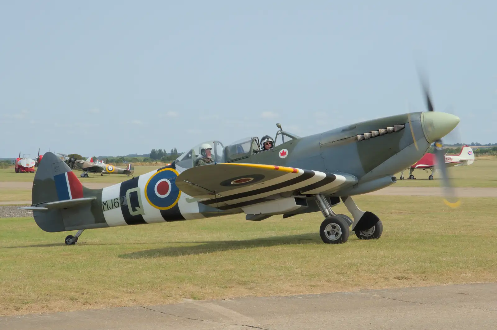 The Mk. IX Spitfire 9G-Q/MJ627, from Flying in a Dragon Rapide, IWM Duxford, Cambridgeshire - 17th August 2024