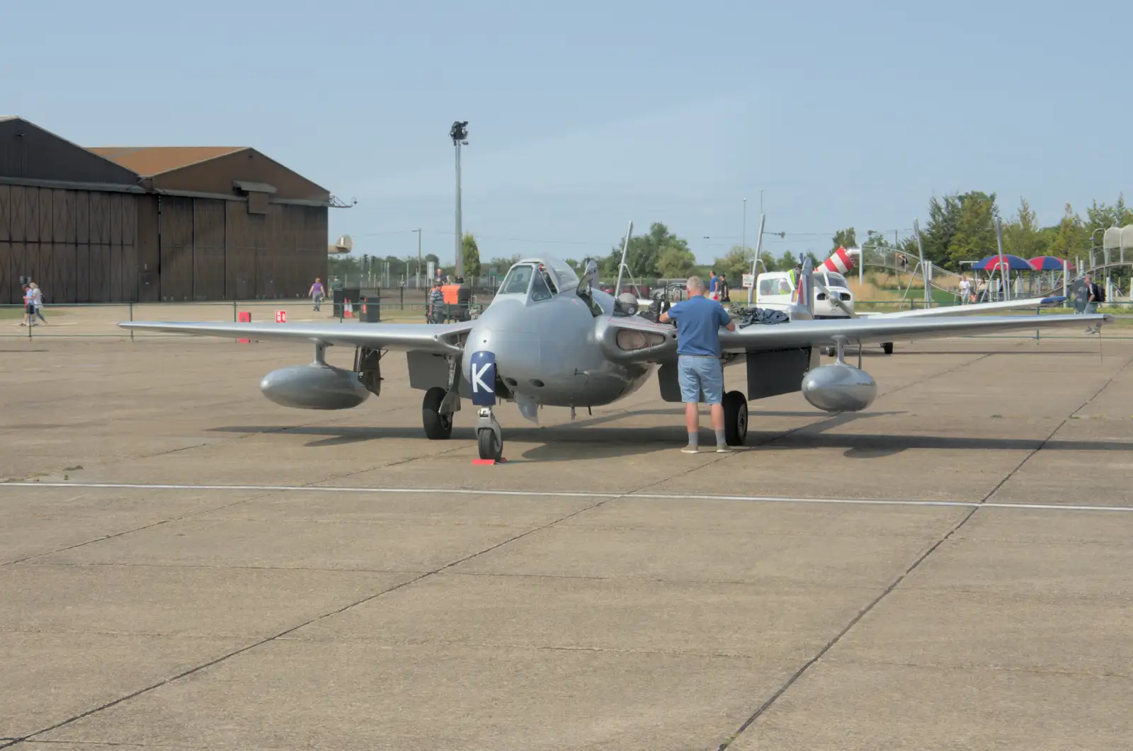 A single-seater deHavilland Vampire, from Flying in a Dragon Rapide, IWM Duxford, Cambridgeshire - 17th August 2024