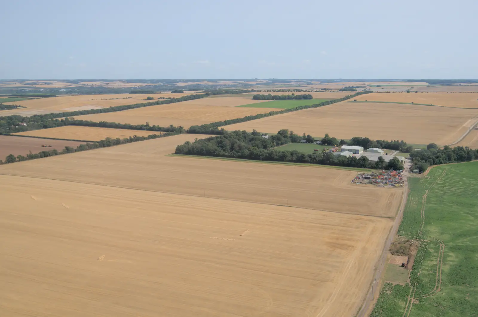 The wheatfields of Cambridgeshire, from Flying in a Dragon Rapide, IWM Duxford, Cambridgeshire - 17th August 2024