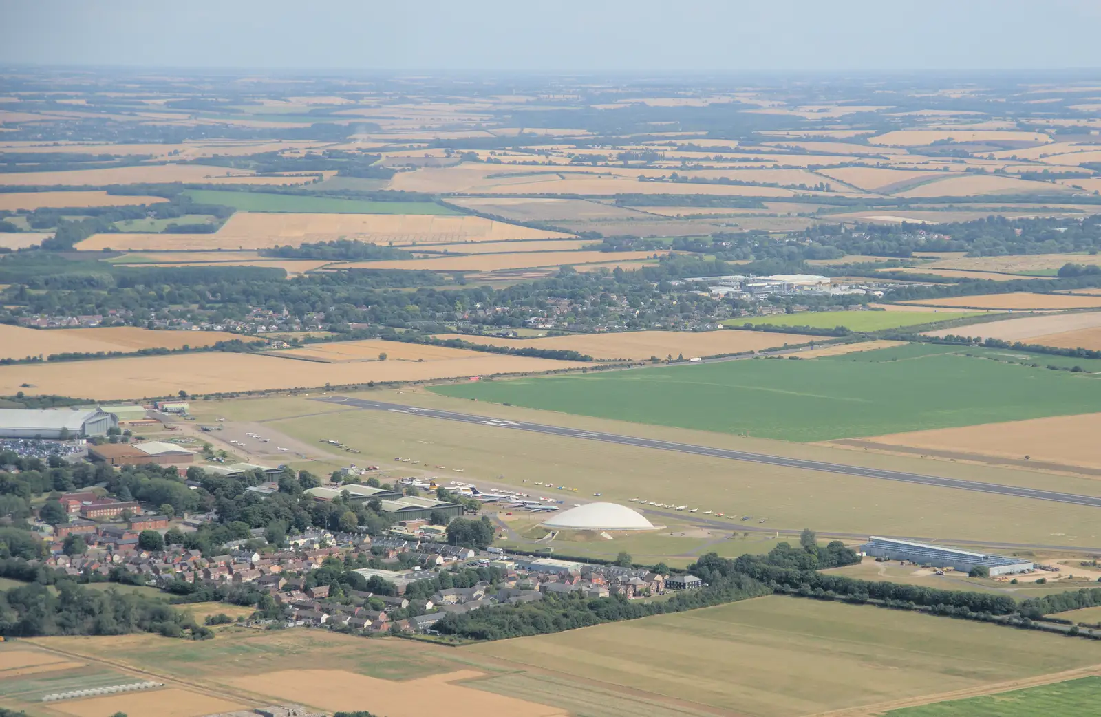 A view of Duxford airfield, from Flying in a Dragon Rapide, IWM Duxford, Cambridgeshire - 17th August 2024