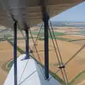 Cambridge fields through the wings of a biplane, Flying in a Dragon Rapide, IWM Duxford, Cambridgeshire - 17th August 2024