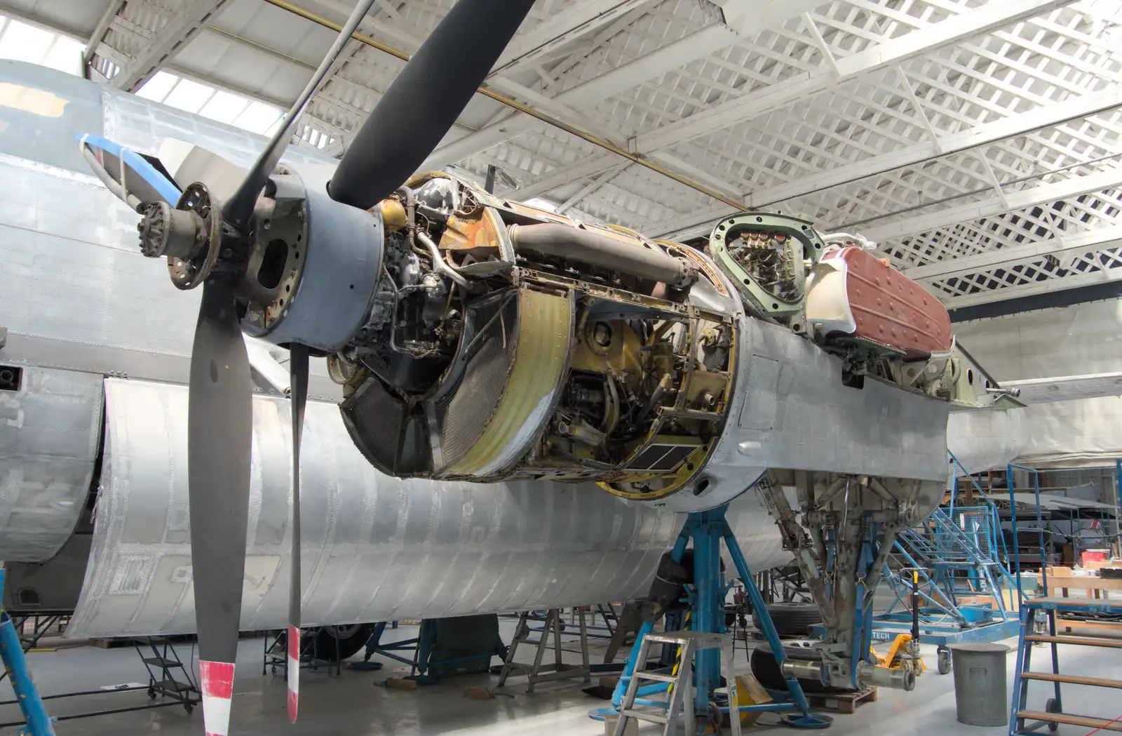 A Rolls-Royce Griffon and contra-rotating props, from Flying in a Dragon Rapide, IWM Duxford, Cambridgeshire - 17th August 2024