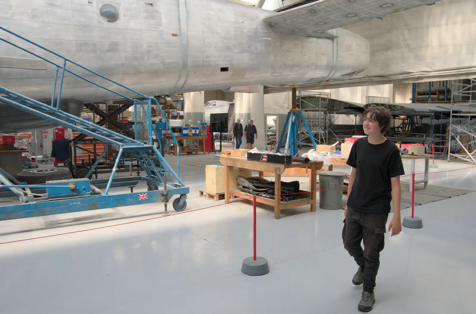 Fred under the Shackleton's tailplane, from Flying in a Dragon Rapide, IWM Duxford, Cambridgeshire - 17th August 2024