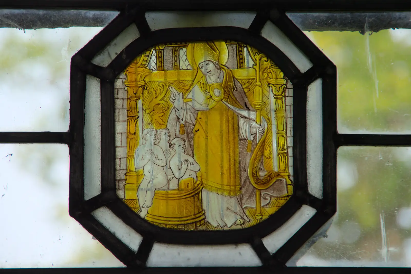 Some mediaeval stained glass in St. Mary's, from A Trip to Ickworth House with Sis, Horringer - 19th August 2024