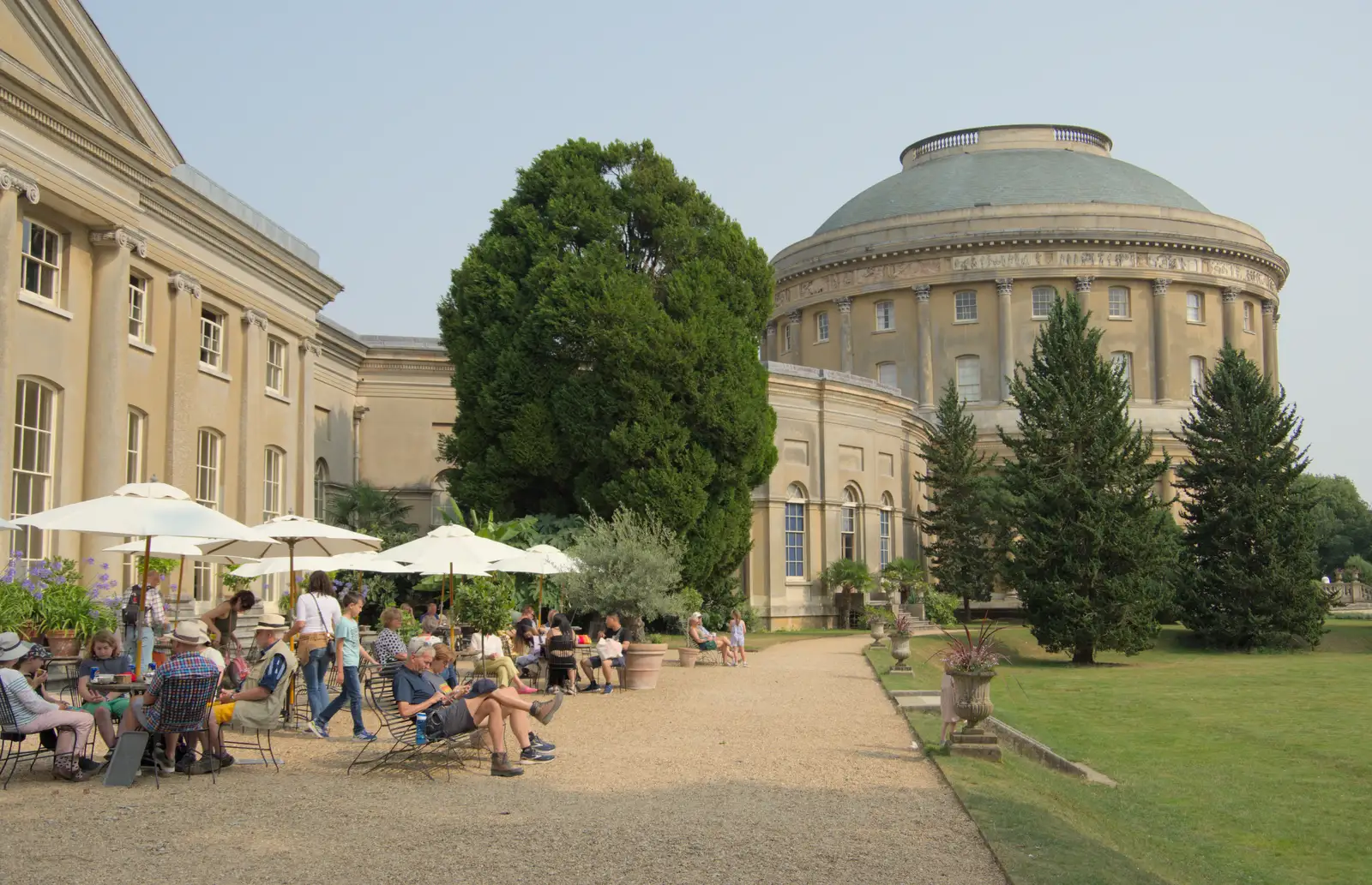 It's busy outside the National Trust café, from A Trip to Ickworth House with Sis, Horringer - 19th August 2024