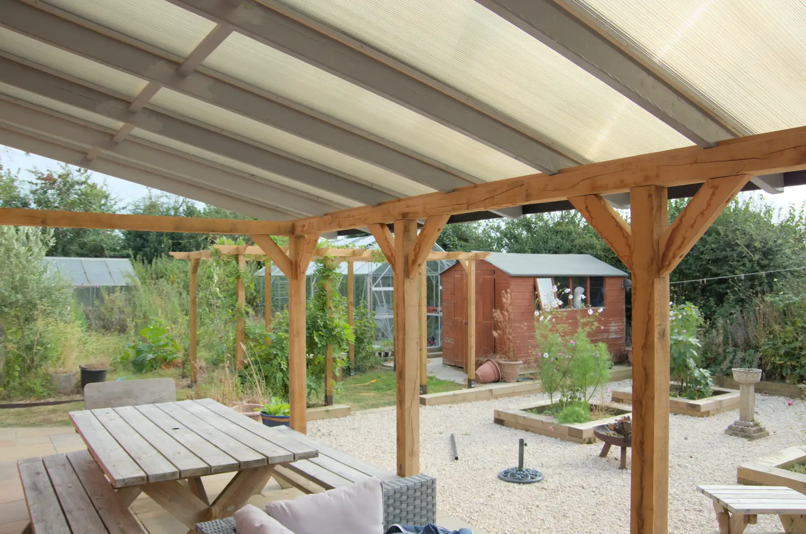 A view from inside the new patio cover, from A Trip to Ickworth House with Sis, Horringer - 19th August 2024