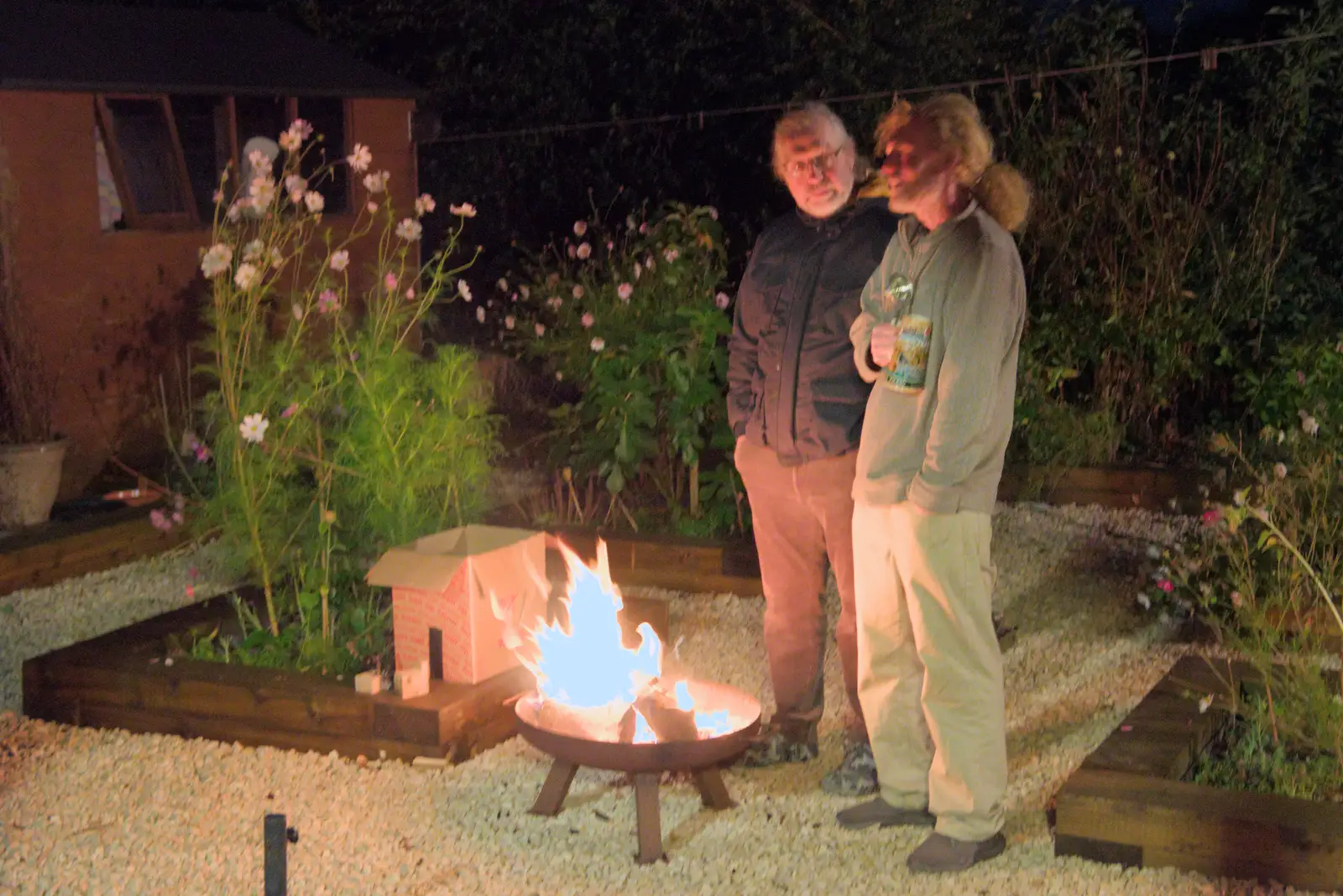 Marc and Wavy chat by the fire pit, from A Summer Party, and the GSB at Walsham le Willows, Suffolk - 26th August 2024