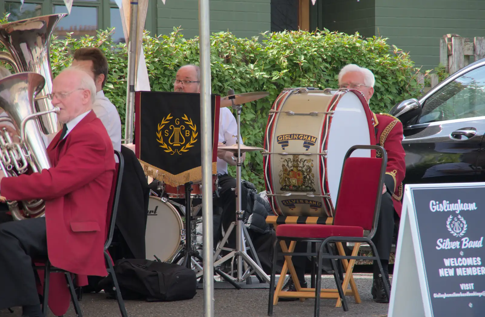 Mark and Terry - the rhythm section, from A Summer Party, and the GSB at Walsham le Willows, Suffolk - 26th August 2024