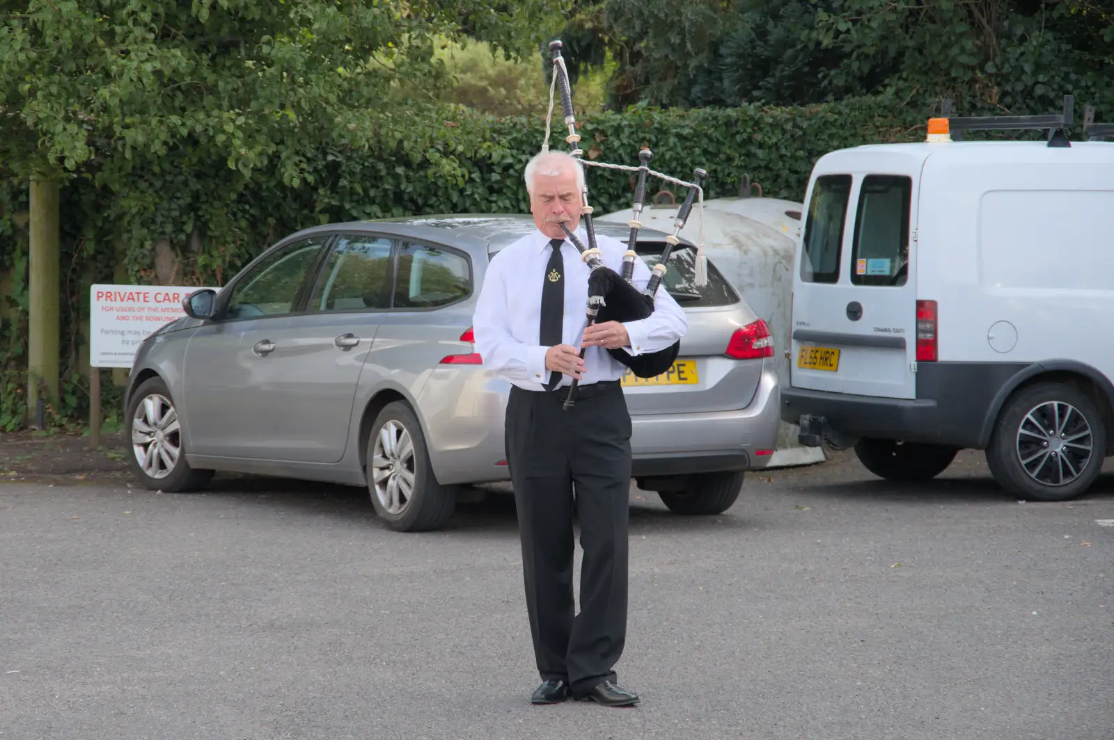 Graham fires up the bagpipes during our interval, from A Summer Party, and the GSB at Walsham le Willows, Suffolk - 26th August 2024