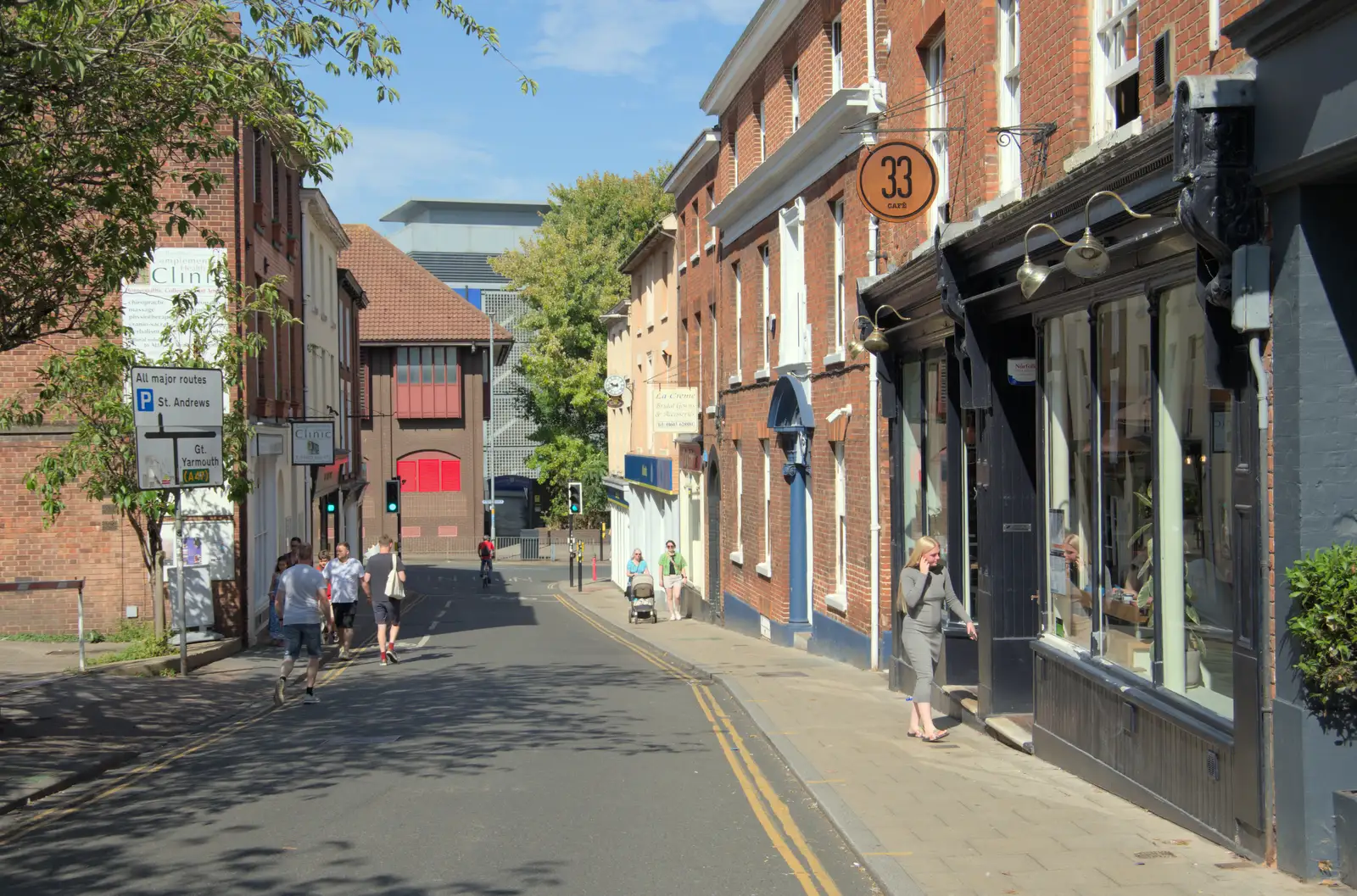 The bottom of Exchange Street in Norwich, from The Death of the Feather Factory, Diss, Norfolk - 30th August 2024