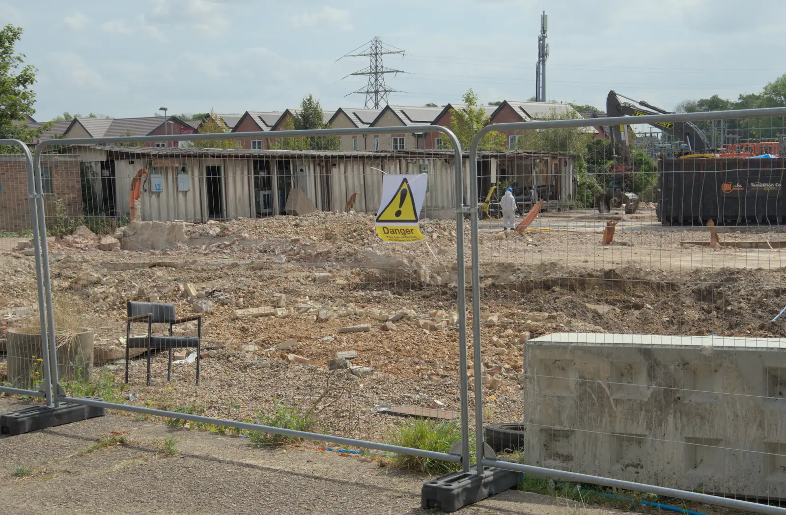 A lost chair near a pile of rubble, from The Death of the Feather Factory, Diss, Norfolk - 30th August 2024