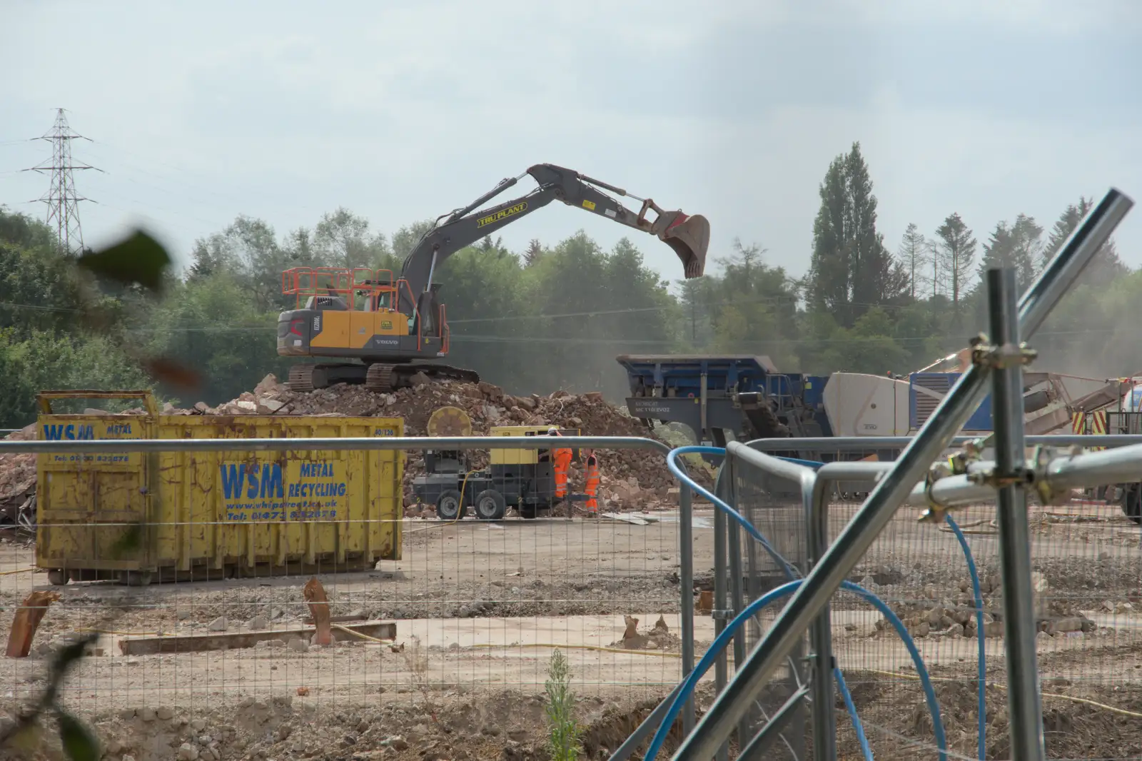 A digger chews up the old feather factory, from The Death of the Feather Factory, Diss, Norfolk - 30th August 2024