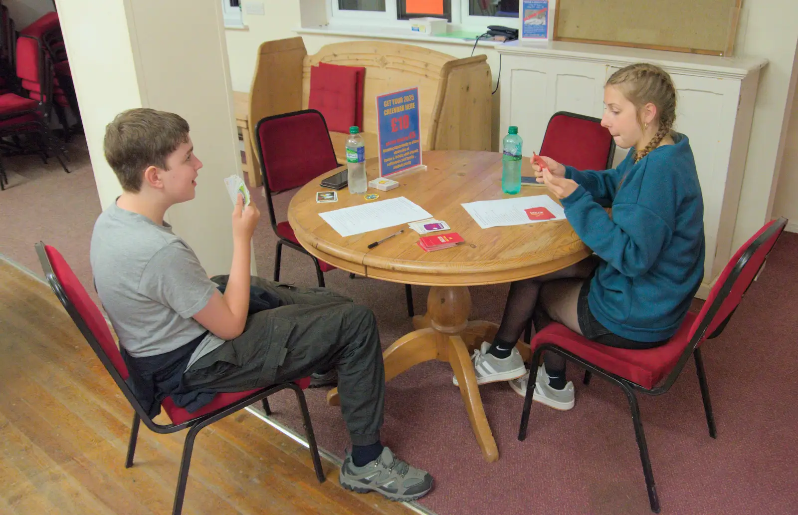 Fred and Sophie play Exploding Kittens, from The Death of the Feather Factory, Diss, Norfolk - 30th August 2024