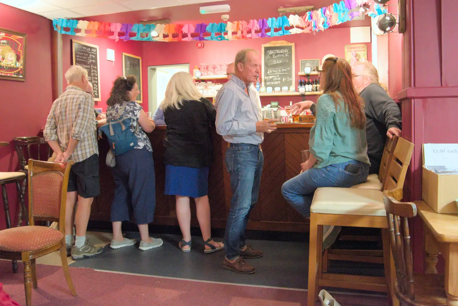 Tony chats to Marc and Suey at the bar, from The Death of the Feather Factory, Diss, Norfolk - 30th August 2024