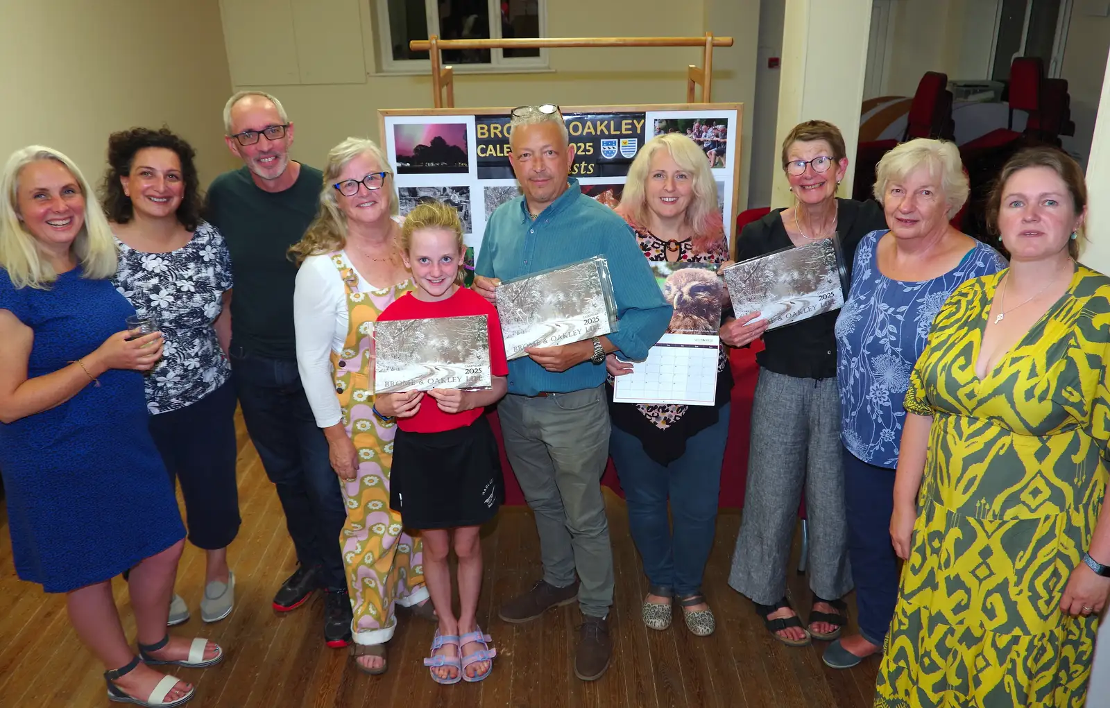 Isobel and the calendar gang pose for a photo, from The Death of the Feather Factory, Diss, Norfolk - 30th August 2024