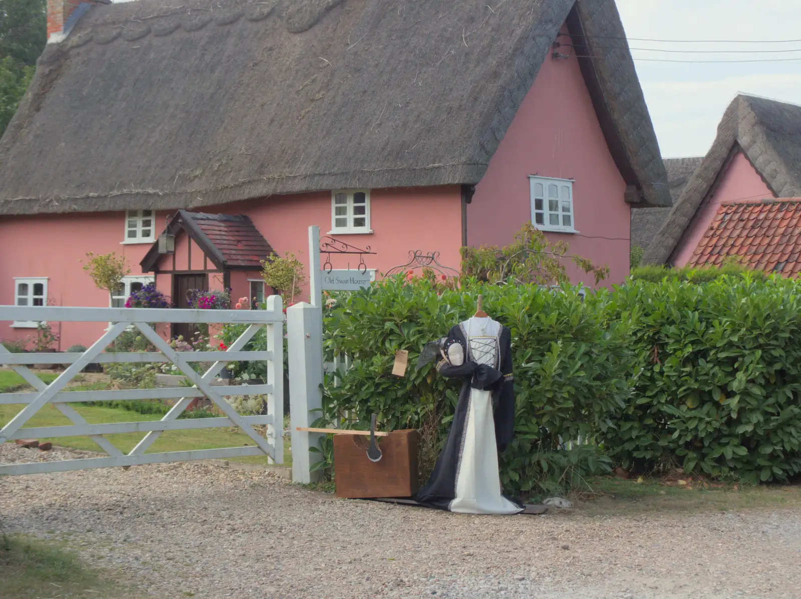 A headless woman outside the old Swan Pub , from A Protest on the Beach, Aldeburgh, Suffolk - 1st September 2024