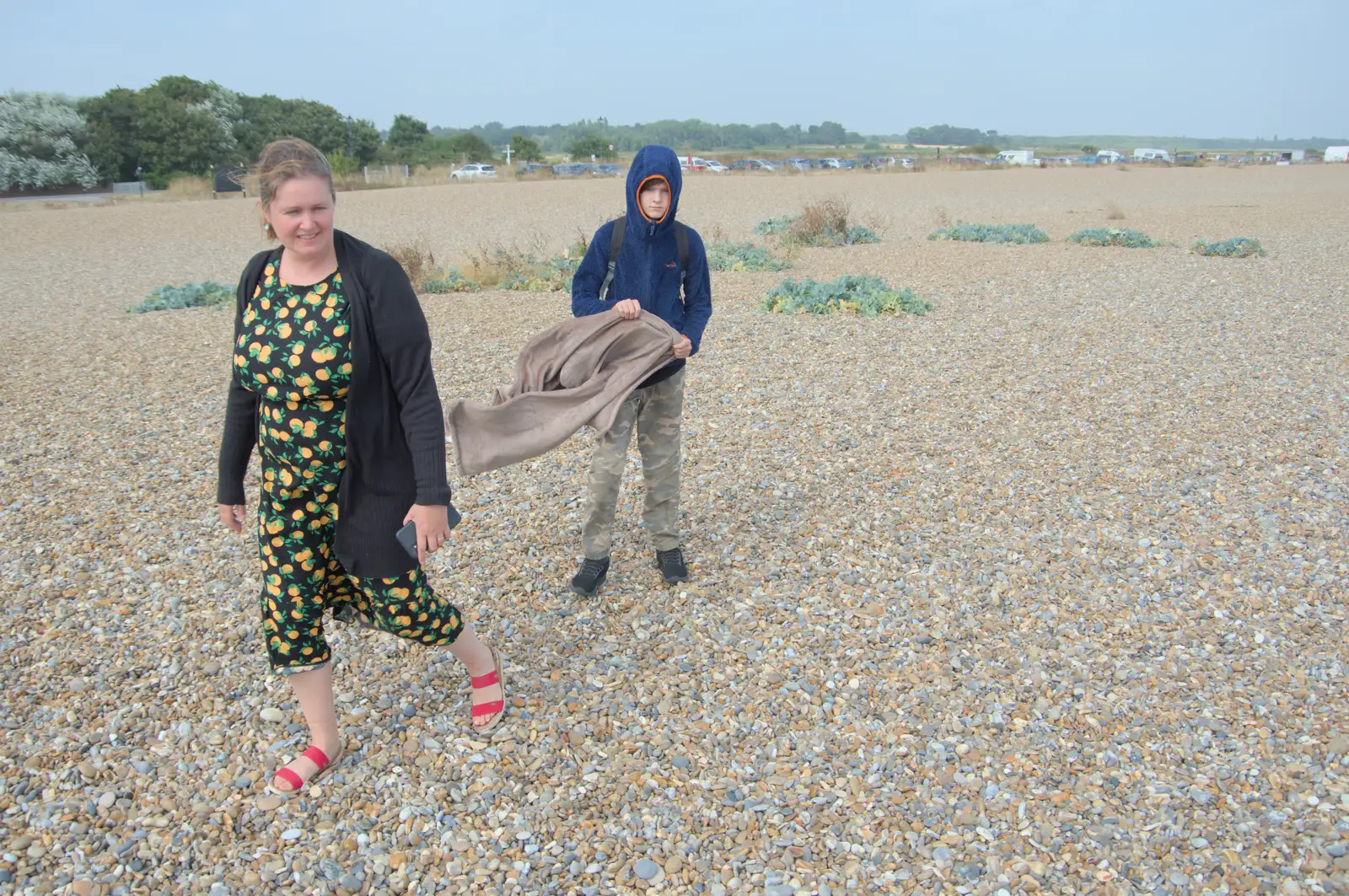 Isobel and Harry on Aldeburgh beach, from A Protest on the Beach, Aldeburgh, Suffolk - 1st September 2024