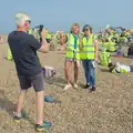 Victory signs from some protesters, A Protest on the Beach, Aldeburgh, Suffolk - 1st September 2024