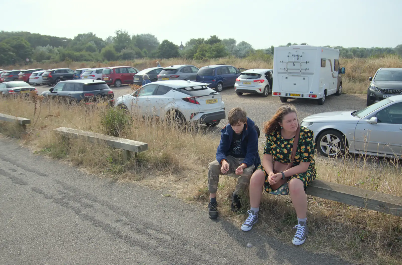 Harry and Isobel hang around, from A Protest on the Beach, Aldeburgh, Suffolk - 1st September 2024