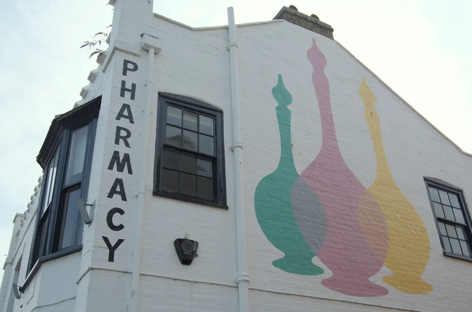 Victorian vessels painted on the pharmacy wall, from A Protest on the Beach, Aldeburgh, Suffolk - 1st September 2024