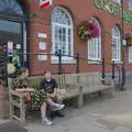 Isobel and Harry hang around outside the Co-op, A Protest on the Beach, Aldeburgh, Suffolk - 1st September 2024